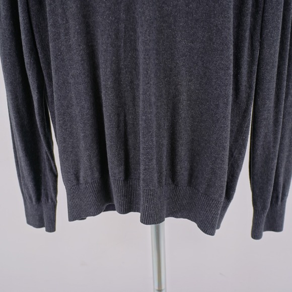 Eddie Bauer Large Tall Cotton Cashmere V-Neck Gray Sweater - Picture 2 of 8